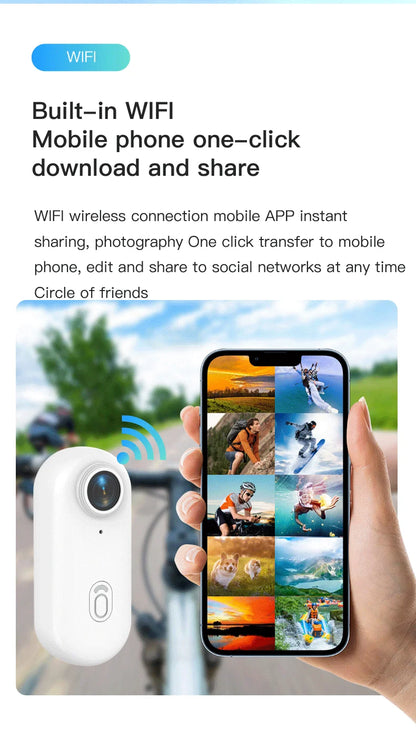 Pocket 4K Mini Camera  Magnetic Wearable Cam with Waterproof Shell WiFi Bike Motorcycle Camera Friendly for Casual Cycling Vlog